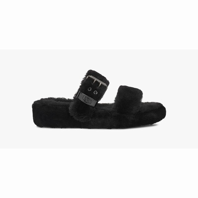 Chinelos UGG Fuzz Yeah Mulher Pretas | PT-HQAMS